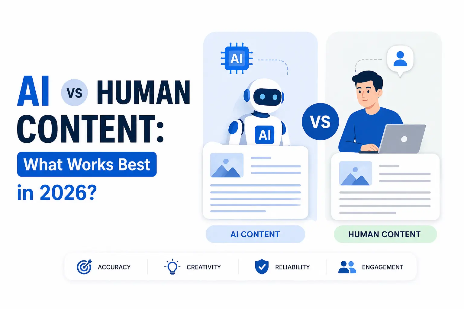 AI and human content comparison for SEO and marketing in 2026