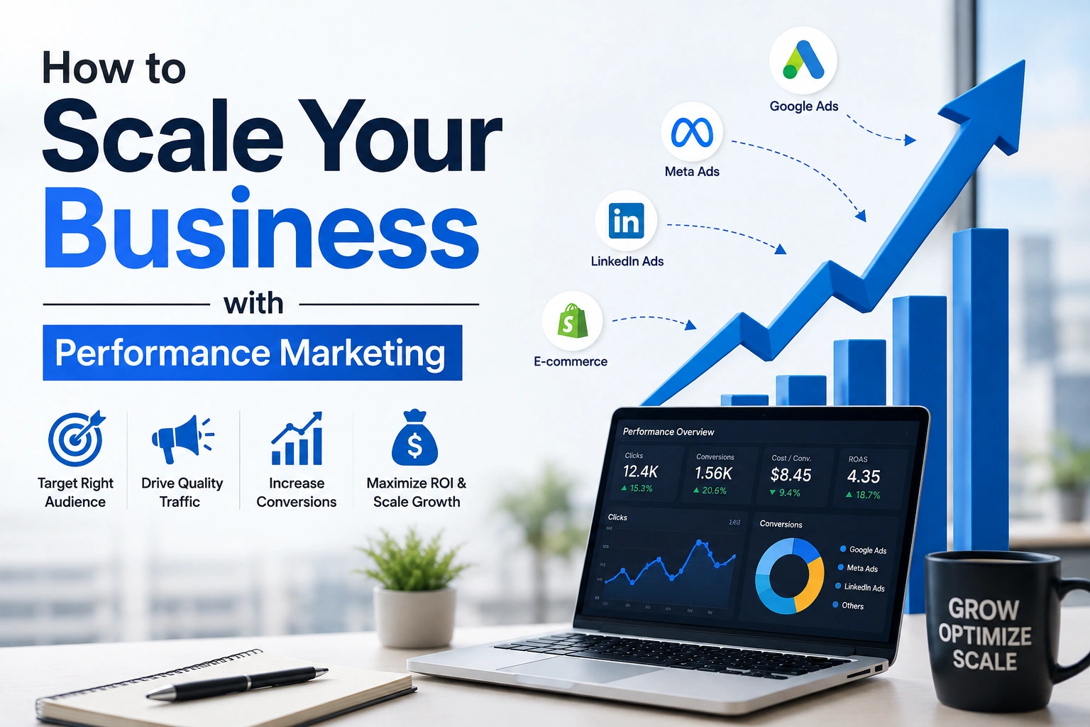 How to scale your business with performance marketing using digital advertising, data-driven strategies, conversions, and ROI optimization