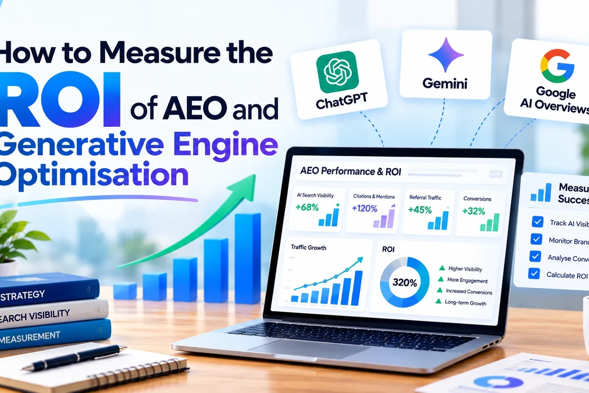 ROI of AEO and generative engine optimisation through AI search visibility and conversions.