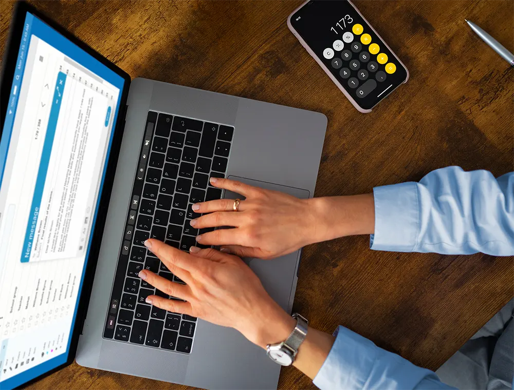 Person working on laptop with SEO tools displayed on screen