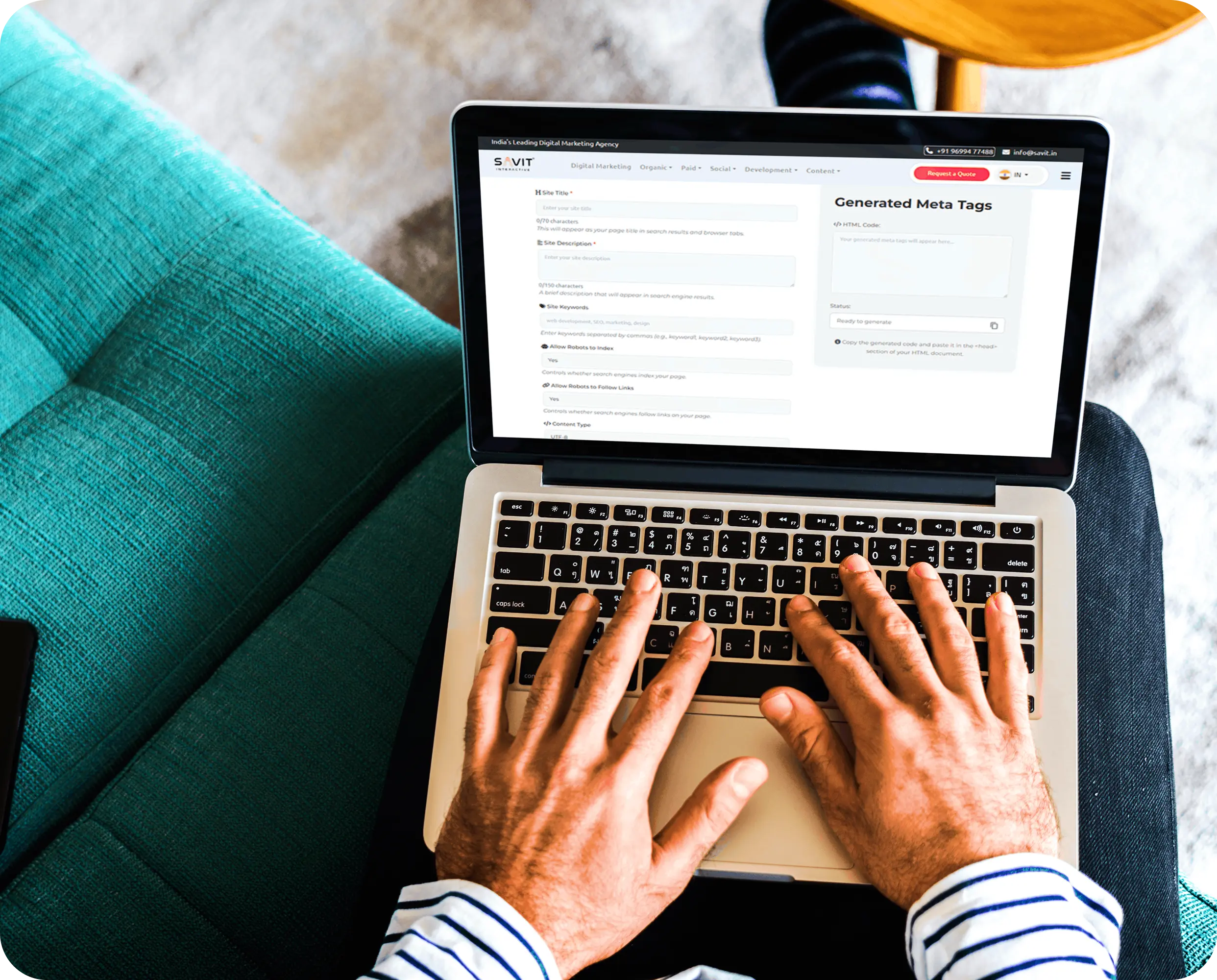 Person working on laptop with SEO tools displayed on screen